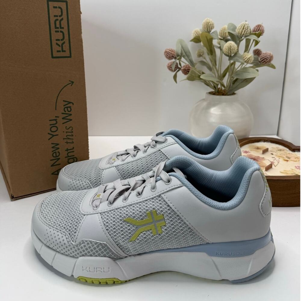 Kuru Quantum 2.0 Walking Comfort Sneaker Dove Gray/Pale Lime Women 10M NWB